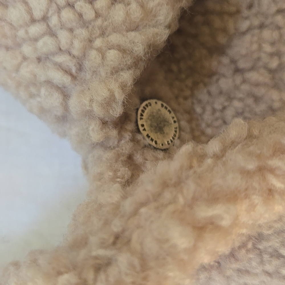 Mango MNG Casual Cozy Tan Sherpa Button Down Teddy Bear Jacket - Picture 3 of 11